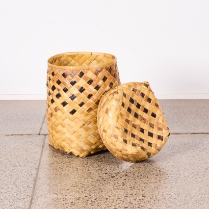 A Large Flax Basket With Lid