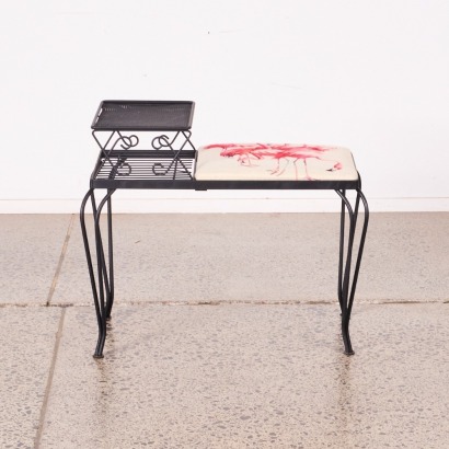 A Flamingo Motif Metal Telephone Table