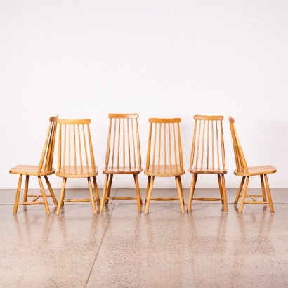 A Set of Six High Back Spindle Chairs