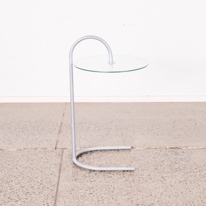 A Minimal Glass and Metal Side Table