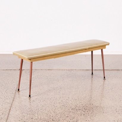 A Mid Century Metal and Vinyl Bench