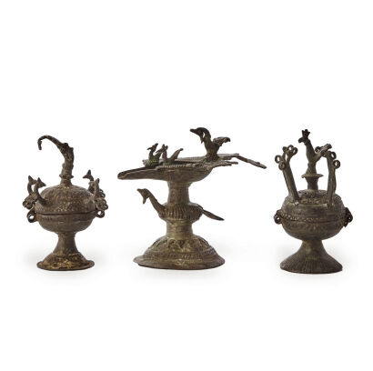 18th Century Indian Copper Incense Burners - 3 Pieces