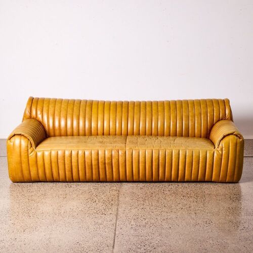 A Coco Republic Aspen Channel Leather Sofa