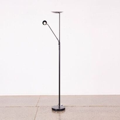 A Black Minimal Floor Lamp With Adjustable Spotlight
