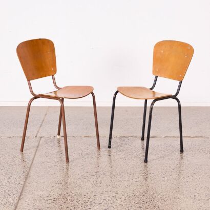 A Pair Of Vintage School Style Chairs