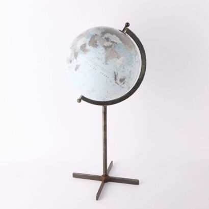 A Czech Made Globe On A Metal Stand