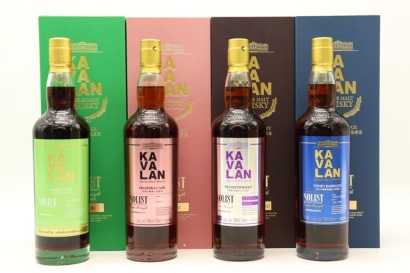 (1) Kavalan Solist Port Cask, Madeira Cask, Peated & Vinho Barrique Taiwanese Single Malt Whisky, 4 Bottles Sold as One Lot (GB)