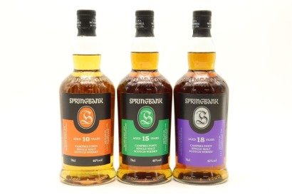 (1) Springbank 10 YO, 15 YO & 18 YO Single Malt Scotch Whisky, 3 Bottles Sold as One Lot