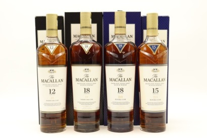 (1) The Macallan 12/18 YO Sherry Oak & 18/15 YODouble Cask Single Malt Scotch Whisky, 4 Bottles Sold as One Lot (GB)
