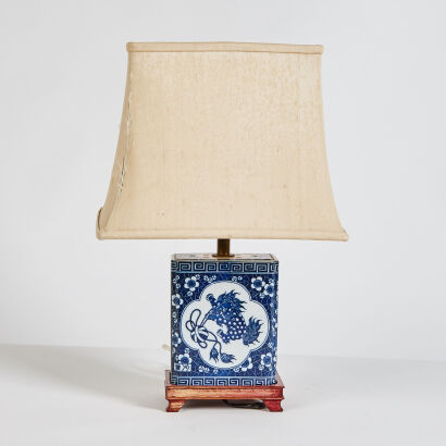 A Chinese Blue and White Porcelain Lamp