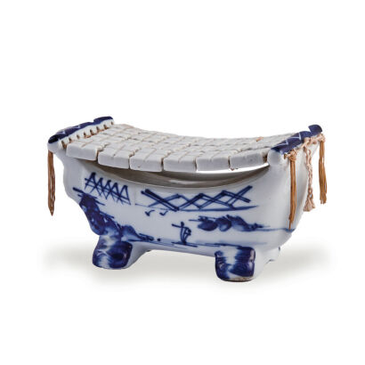 A Blue and White Panel Pillow (Guang Ming Tao Zhen Mark)
