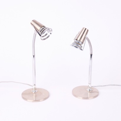A Pair Of Adjustable Metal Table Lamps