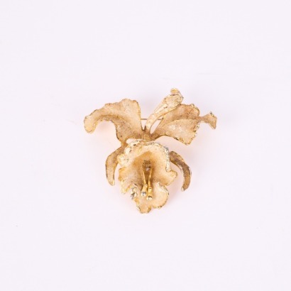 A Vintage Gold Plated Orchid Brooch