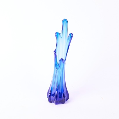 A Blue Fluid Glass Vase