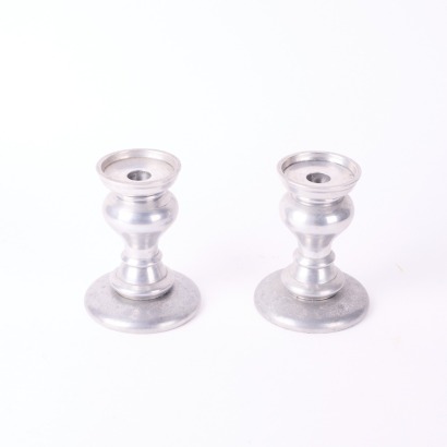 A Pair of Alloy Candle Holders A/F