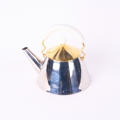 A Japanese Stainless Steel And Brass Kettle