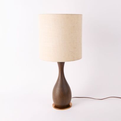 A Mid-Century Copper and Teak Table Lamp