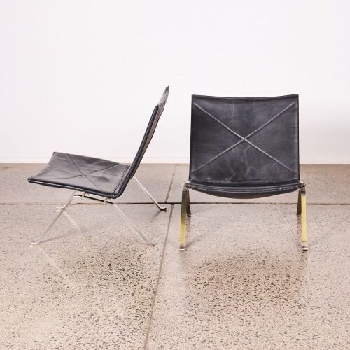 A Pair Of Leather Homage Pk22 Style Chairs