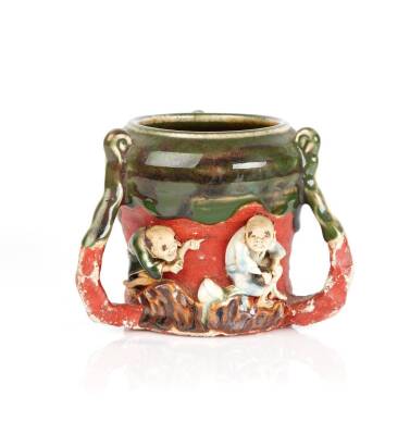 A Sumida Pottery Vase with Three Scrolled Arms Rising From the Base