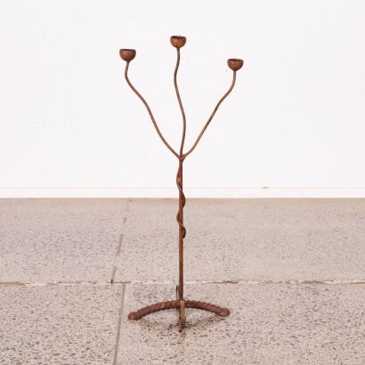 An Iron Candlestick Sculptor By James Wright, New Zealand