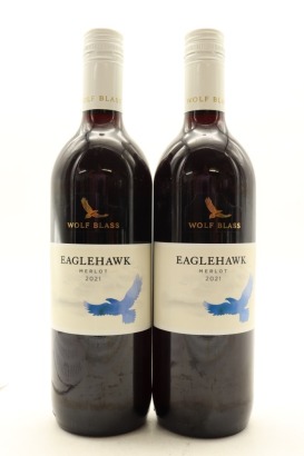 (2) 2021 Wolf Blass Eaglehawk Merlot, South Australia