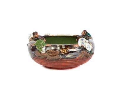 A Sumida Pottery Ribbed Bowl for Ferns or Flowers