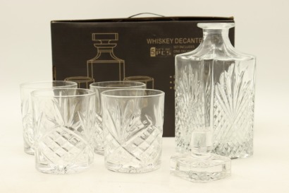 (1) Whisky Crystal Decanter & Glasses 5-pack