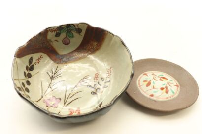 A Japanese Meiji-period Studio Pottery Bowl AND A Small Pottery Dish--John Perry Collections