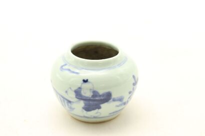 A Chinese Ming Dynasty Blue and White Figures Small Jar-John Perry Collections