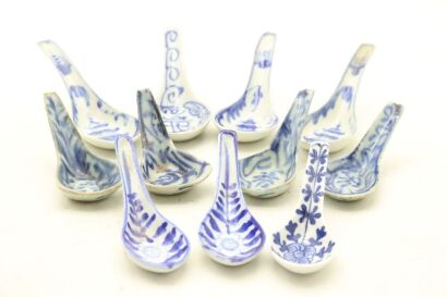 A Group of Eleven Chinese Blue and White Small Spoons-John Perry Collections