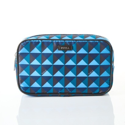 Furla, Blue Geometric Cosmetic Pouch - As new