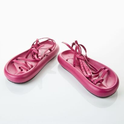Isabel Marant, Soft Puffy Raspberry Leather Sandals, Size 36 with Box - As new