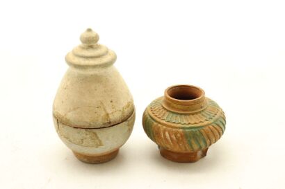 A Chinese Early Ming Dynasty Wire-engraved Small Jar AND Small Lidded Jar-John Perry Collections