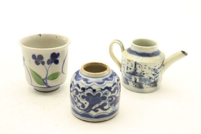 A Chinese Blue and White Small Pot AND A Blue and White Small Jar AND A Blue and White Small Cup-John Perry Collections