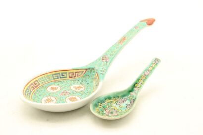 A Chinese Famille-rose Longevity Spoon AND A Famille-rose Small Spoon-John Perry Collections
