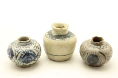 Three Chinese Ming Dynasty Blue and White Small Jars-John Perry Collections
