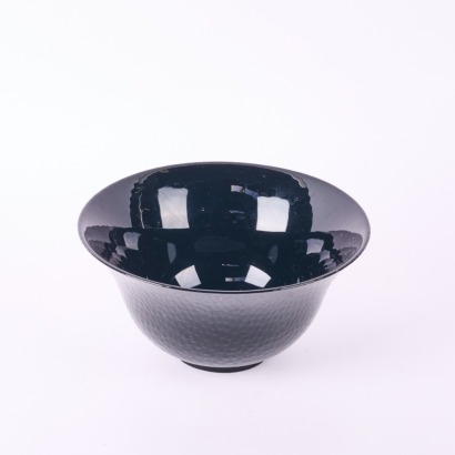 An IVV Italian Hand Blown Black Glass Blown Bowl With Original Box