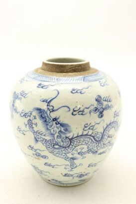 A Chinese Qing Dynasty Yongzheng Year Blue and White Dragon and Phoenix Jar-John Perry Collections
