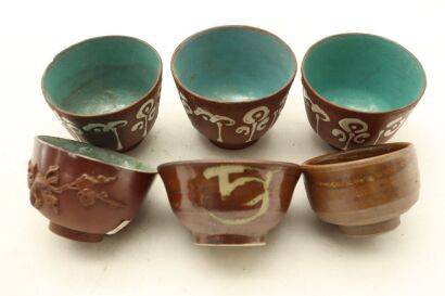 A Group of Six Chinese Purple Clay Cups-John Perry Collections