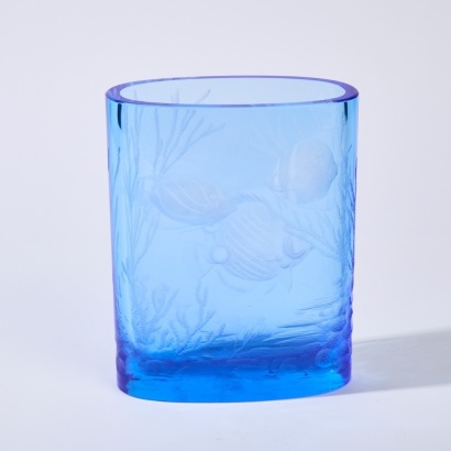A Moser Crystal Fish Vase