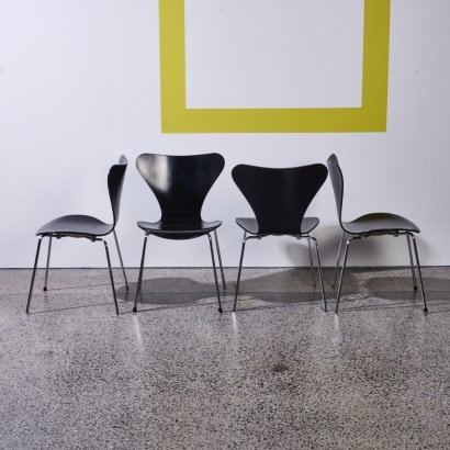 A Set of Four 'Series 7' Chairs by Arne Jacobsen for Fritz Hansen