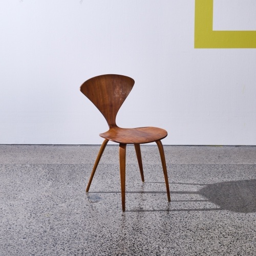 A Norman Cherner Moulded Walnut Side Chair for Plycraft USA