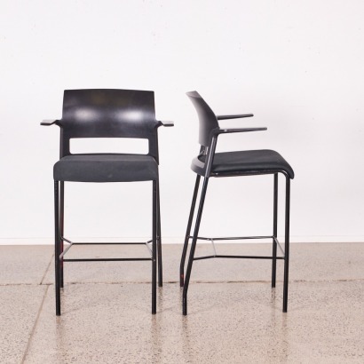 A Pair of Black Barstool with Arms