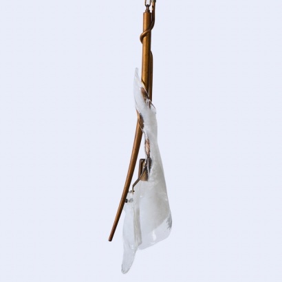 A Sil Lux Kingston Aged Brass Chain Pendant with Murano Glass Shade