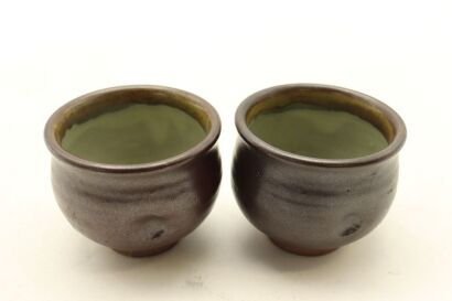 Two Japanese sauce-glazed Pottery Cups-John Perry Collections