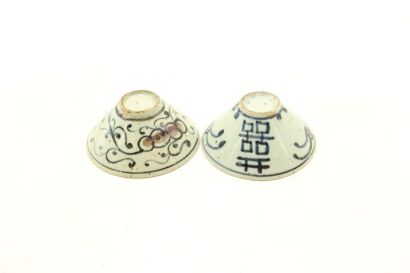 Two Chinese Qing Dynasty Blue and White Conical Cups-John Perry Collections