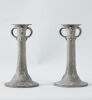 A Pair of English Pewter Arts and Crafts Candlesticks 