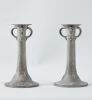 A Pair of English Pewter Arts and Crafts Candlesticks  - 2