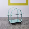 A Curved Green Glass Bar Cart by Fiam