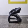 A Black Leather Sculptural Cantilevered 'Tongue' Lounge Chair by Jaymar - 3